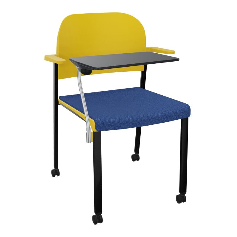 ROMY CHAISE 4P ROULT ASSISE TISSU DOSSIER POLYPRO AVEC ACCOUDOIRS+TABLETTE NOIRE BH SG PW