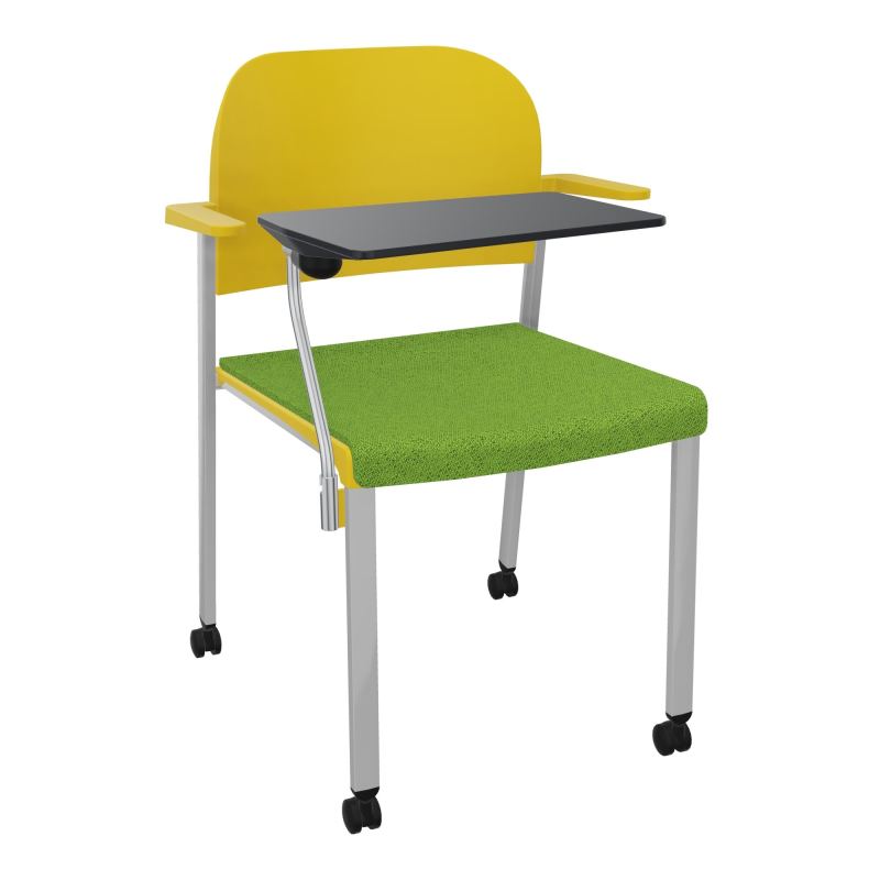 ROMY CHAISE 4P ROULT ASSISE TISSU DOSSIER POLYPRO AVEC ACCOUDOIRS+TABLETTE NOIRE BK SB PW
