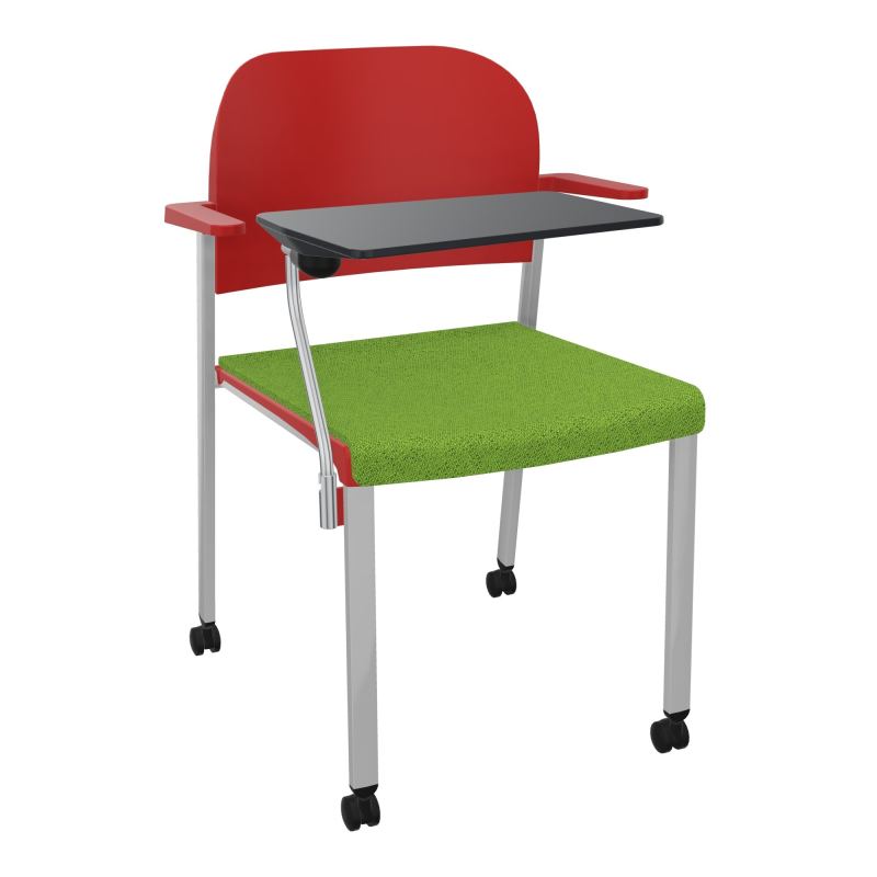 ROMY CHAISE 4P ROULT ASSISE TISSU DOSSIER POLYPRO AVEC ACCOUDOIRS+TABLETTE NOIRE BK SB PZ