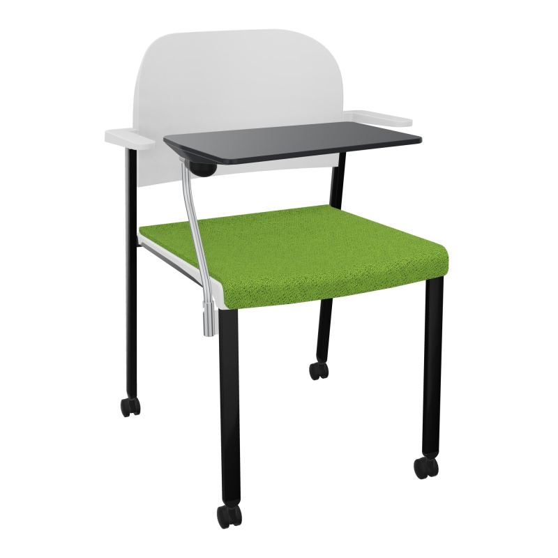 ROMY CHAISE 4P ROULT ASSISE TISSU DOSSIER POLYPRO AVEC ACCOUDOIRS+TABLETTE NOIRE BK SG PT
