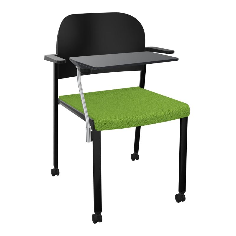 ROMY CHAISE 4P ROULT ASSISE TISSU DOSSIER POLYPRO AVEC ACCOUDOIRS+TABLETTE NOIRE BK SG PU