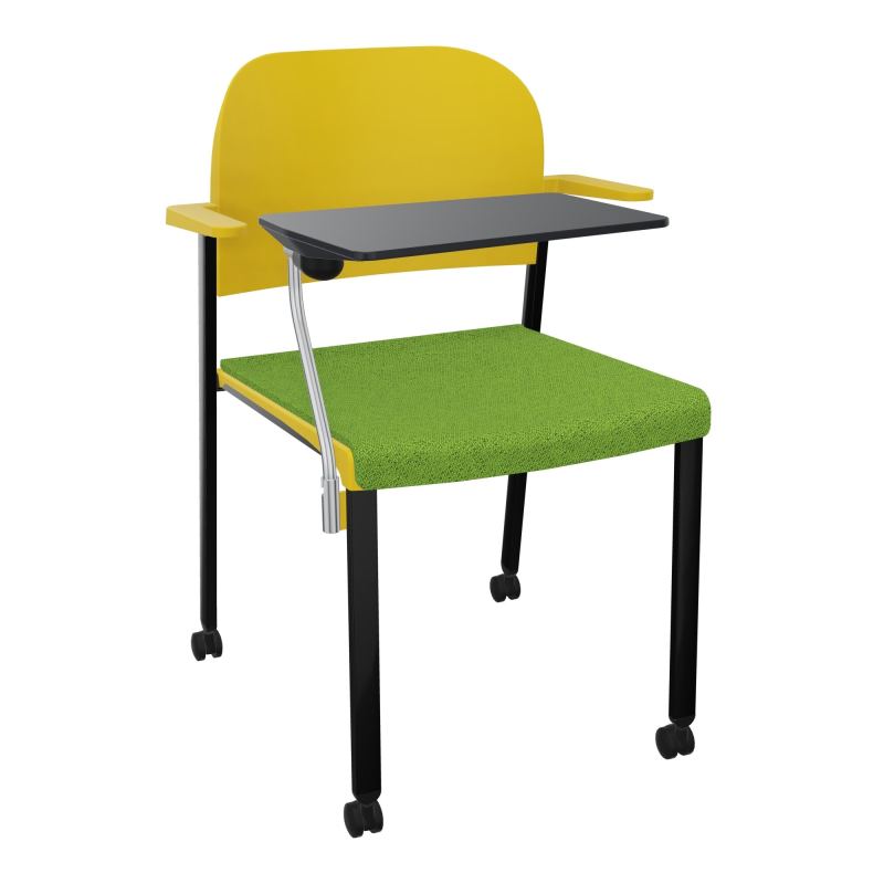 ROMY CHAISE 4P ROULT ASSISE TISSU DOSSIER POLYPRO AVEC ACCOUDOIRS+TABLETTE NOIRE BK SG PW