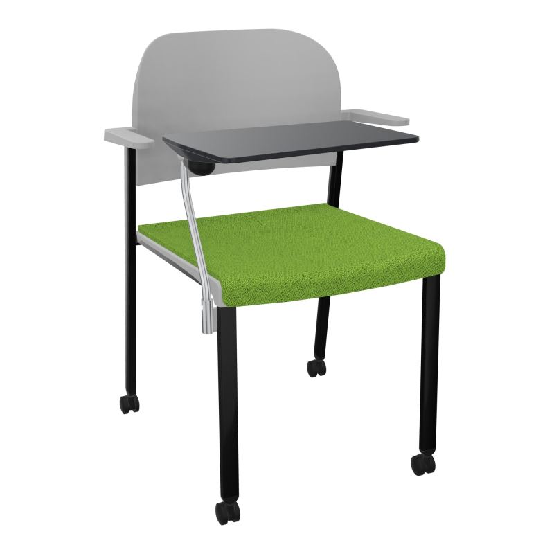ROMY CHAISE 4P ROULT ASSISE TISSU DOSSIER POLYPRO AVEC ACCOUDOIRS+TABLETTE NOIRE BK SG PX