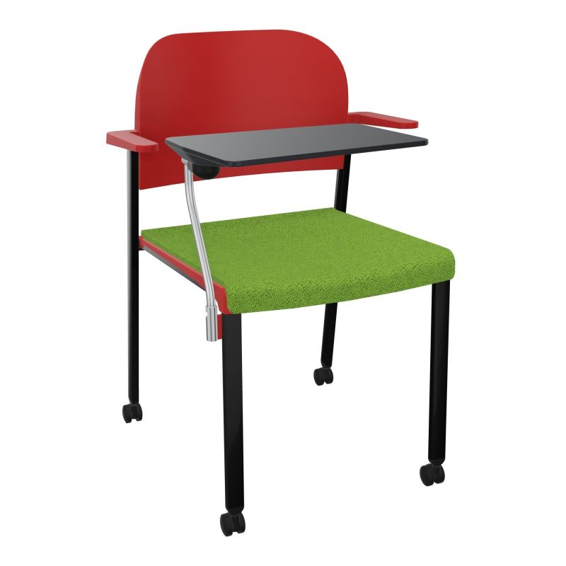 ROMY CHAISE 4P ROULT ASSISE TISSU DOSSIER POLYPRO AVEC ACCOUDOIRS+TABLETTE NOIRE BK SG PZ