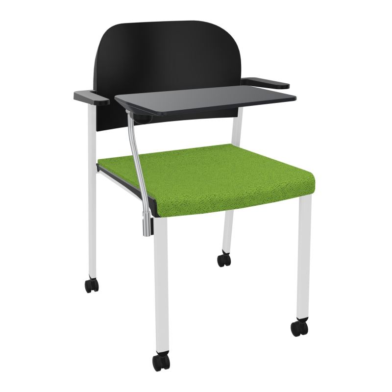 ROMY CHAISE 4P ROULT ASSISE TISSU DOSSIER POLYPRO AVEC ACCOUDOIRS+TABLETTE NOIRE BK SP PU
