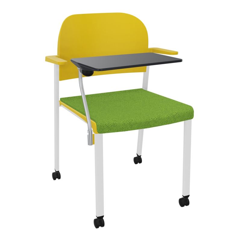 ROMY CHAISE 4P ROULT ASSISE TISSU DOSSIER POLYPRO AVEC ACCOUDOIRS+TABLETTE NOIRE BK SP PW