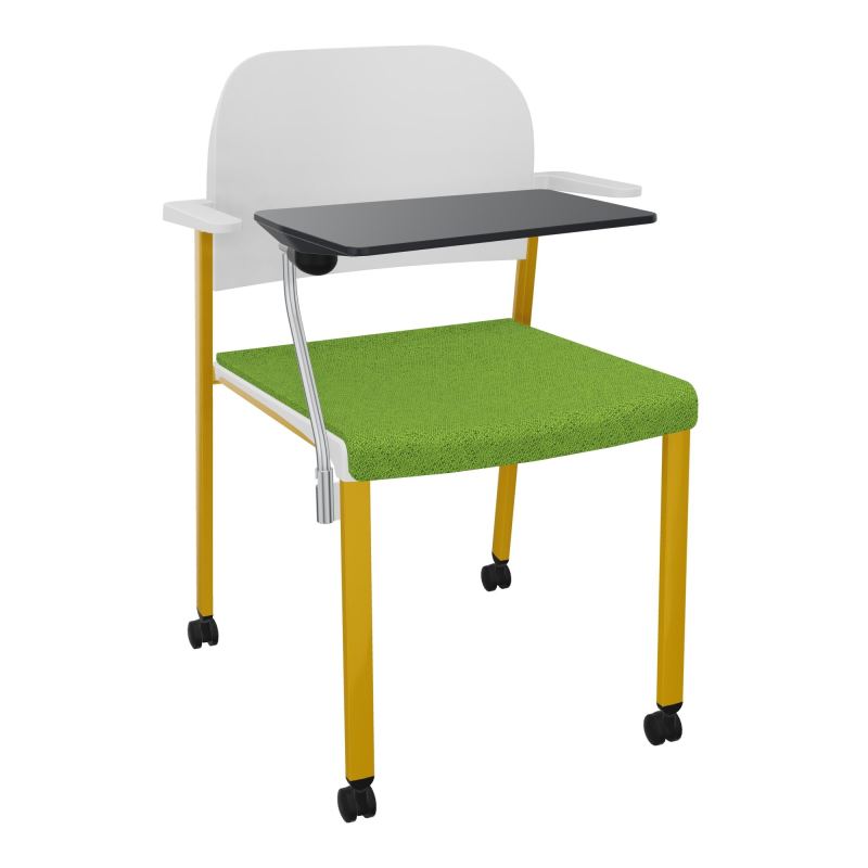 ROMY CHAISE 4P ROULT ASSISE TISSU DOSSIER POLYPRO AVEC ACCOUDOIRS+TABLETTE NOIRE BK SX PT