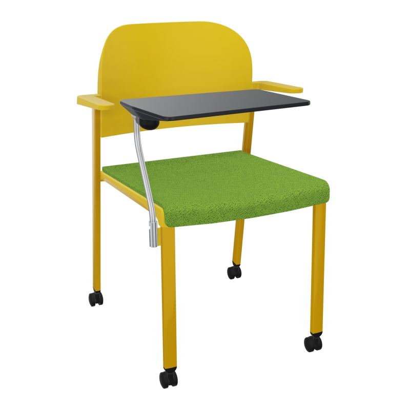 ROMY CHAISE 4P ROULT ASSISE TISSU DOSSIER POLYPRO AVEC ACCOUDOIRS+TABLETTE NOIRE BK SX PW