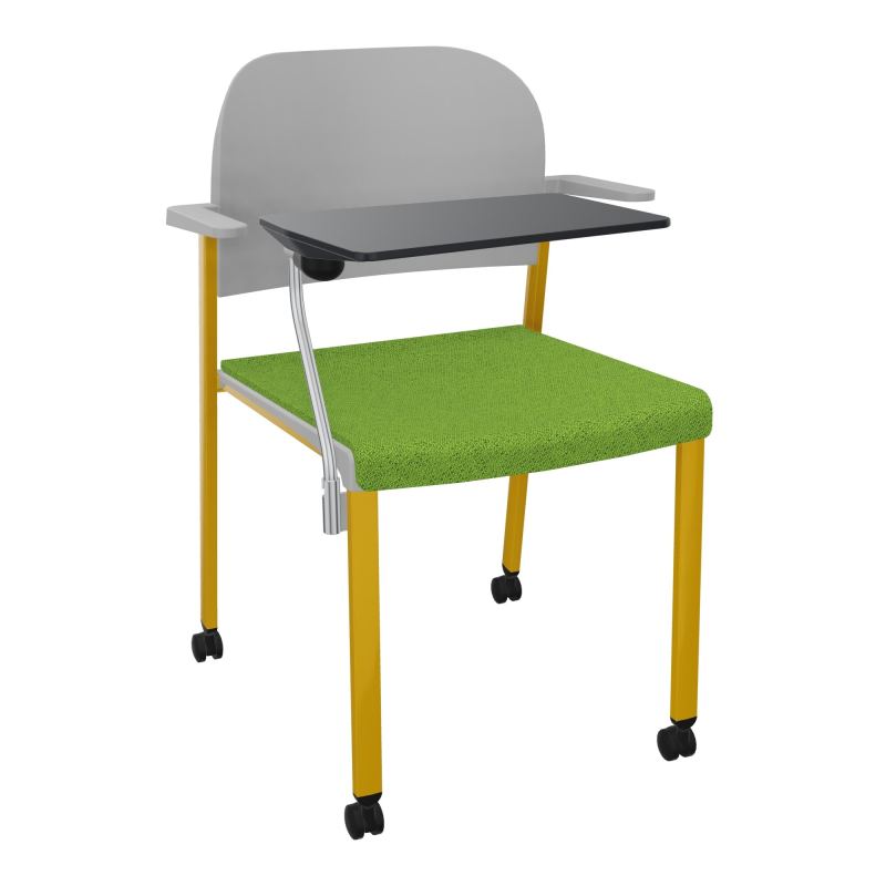 ROMY CHAISE 4P ROULT ASSISE TISSU DOSSIER POLYPRO AVEC ACCOUDOIRS+TABLETTE NOIRE BK SX PX