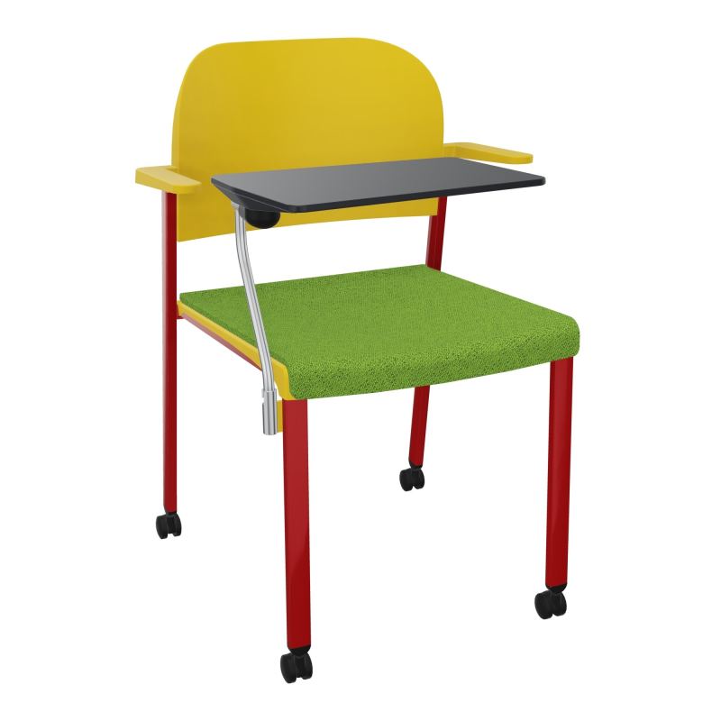 ROMY CHAISE 4P ROULT ASSISE TISSU DOSSIER POLYPRO AVEC ACCOUDOIRS+TABLETTE NOIRE BK ZY PW
