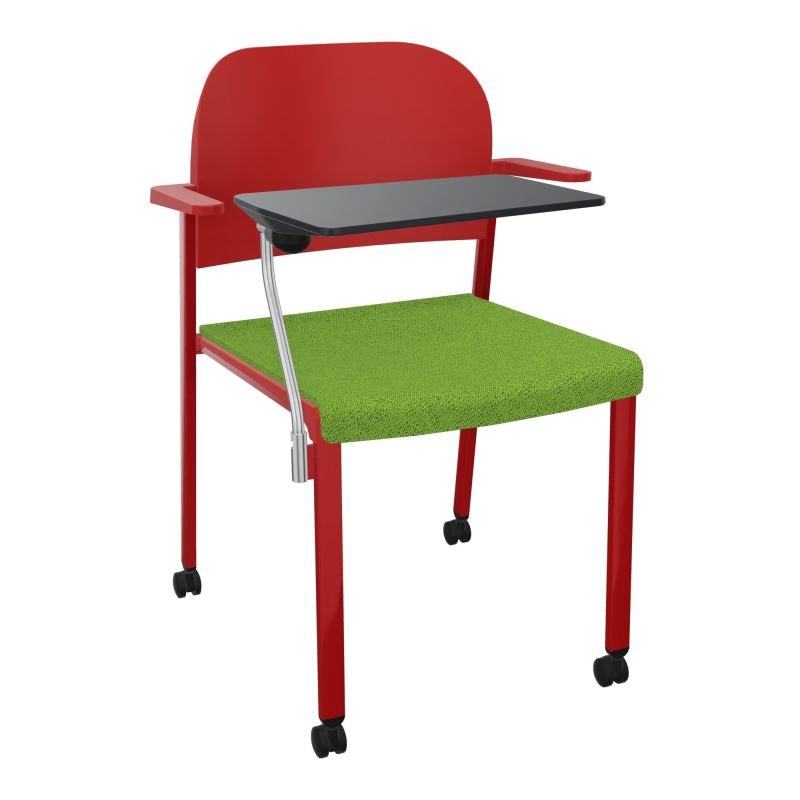 ROMY CHAISE 4P ROULT ASSISE TISSU DOSSIER POLYPRO AVEC ACCOUDOIRS+TABLETTE NOIRE BK ZY PZ