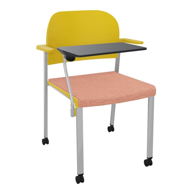 ROMY CHAISE 4P ROULT ASSISE TISSU DOSSIER POLYPRO AVEC ACCOUDOIRS+TABLETTE NOIRE BL SB PW