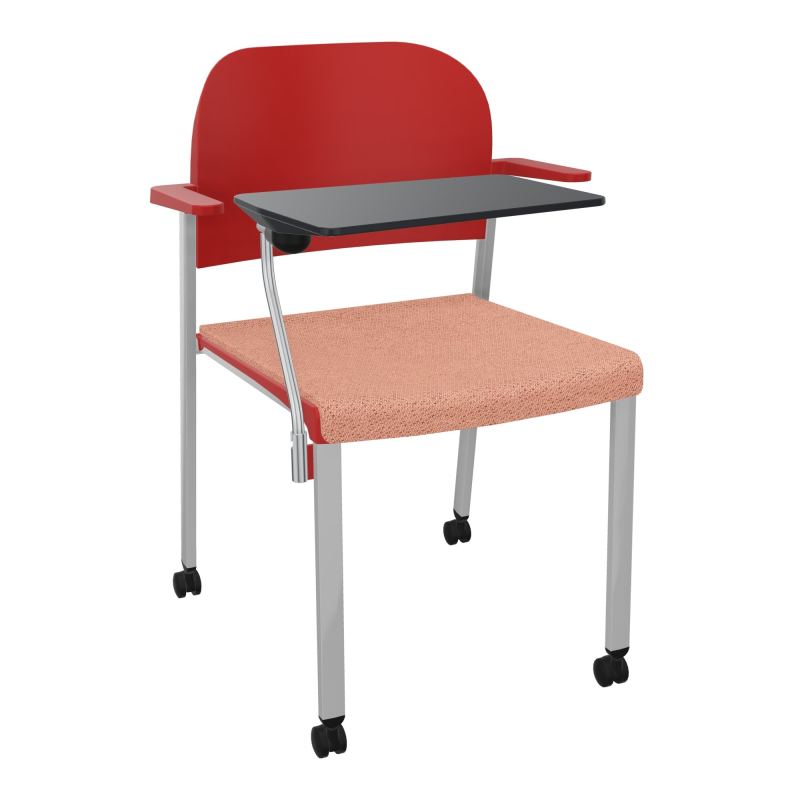 ROMY CHAISE 4P ROULT ASSISE TISSU DOSSIER POLYPRO AVEC ACCOUDOIRS+TABLETTE NOIRE BL SB PZ