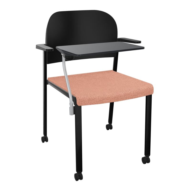 ROMY CHAISE 4P ROULT ASSISE TISSU DOSSIER POLYPRO AVEC ACCOUDOIRS+TABLETTE NOIRE BL SG PU