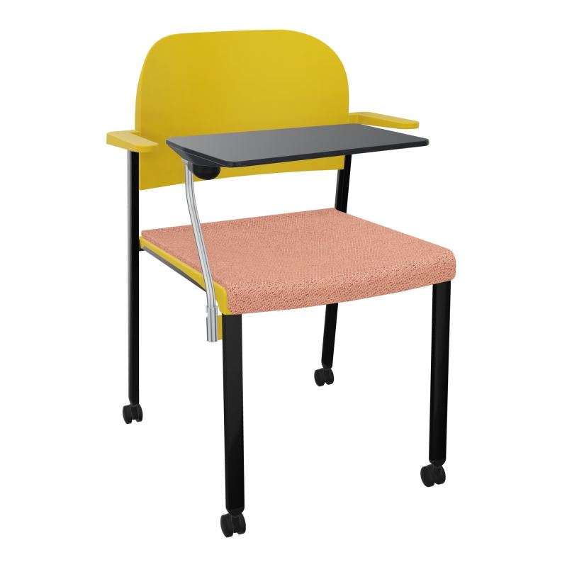 ROMY CHAISE 4P ROULT ASSISE TISSU DOSSIER POLYPRO AVEC ACCOUDOIRS+TABLETTE NOIRE BL SG PW