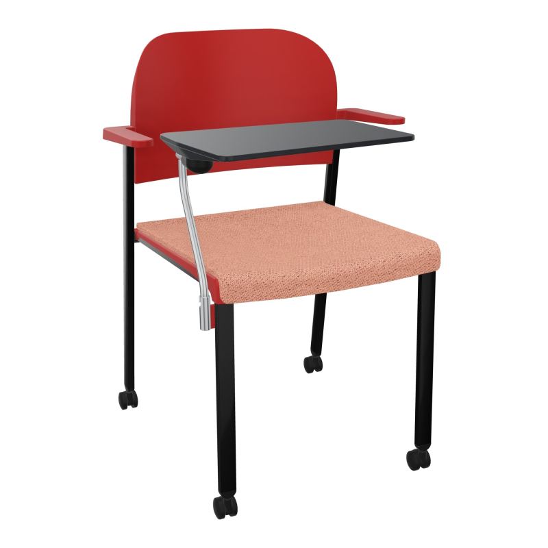 ROMY CHAISE 4P ROULT ASSISE TISSU DOSSIER POLYPRO AVEC ACCOUDOIRS+TABLETTE NOIRE BL SG PZ