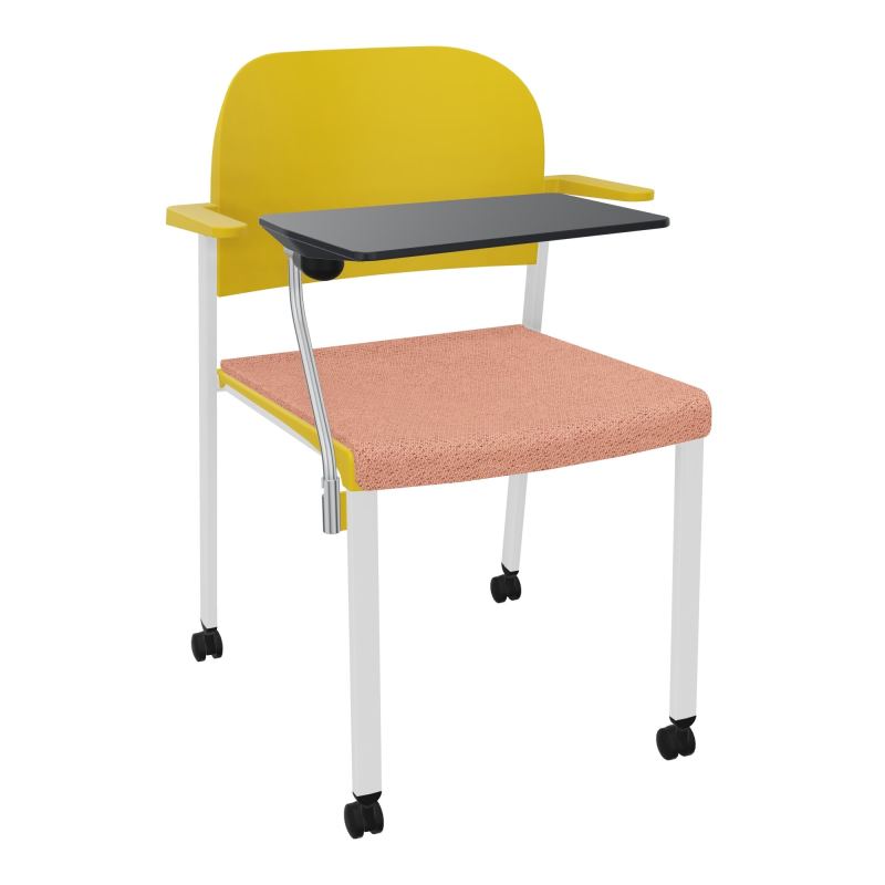 ROMY CHAISE 4P ROULT ASSISE TISSU DOSSIER POLYPRO AVEC ACCOUDOIRS+TABLETTE NOIRE BL SP PW