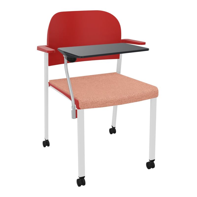 ROMY CHAISE 4P ROULT ASSISE TISSU DOSSIER POLYPRO AVEC ACCOUDOIRS+TABLETTE NOIRE BL SP PZ