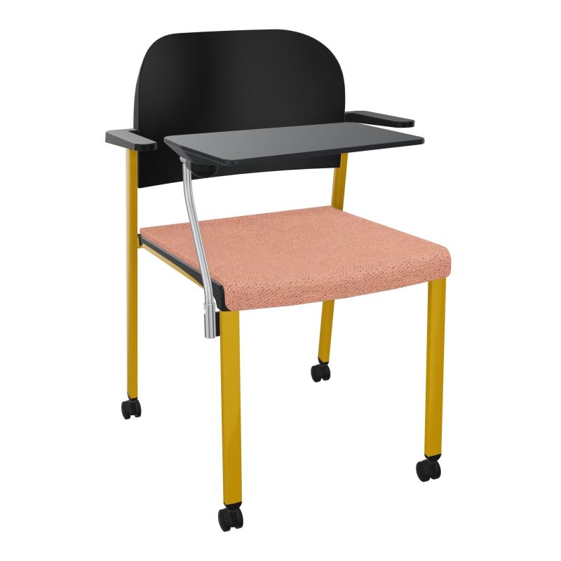ROMY CHAISE 4P ROULT ASSISE TISSU DOSSIER POLYPRO AVEC ACCOUDOIRS+TABLETTE NOIRE BL SX PU