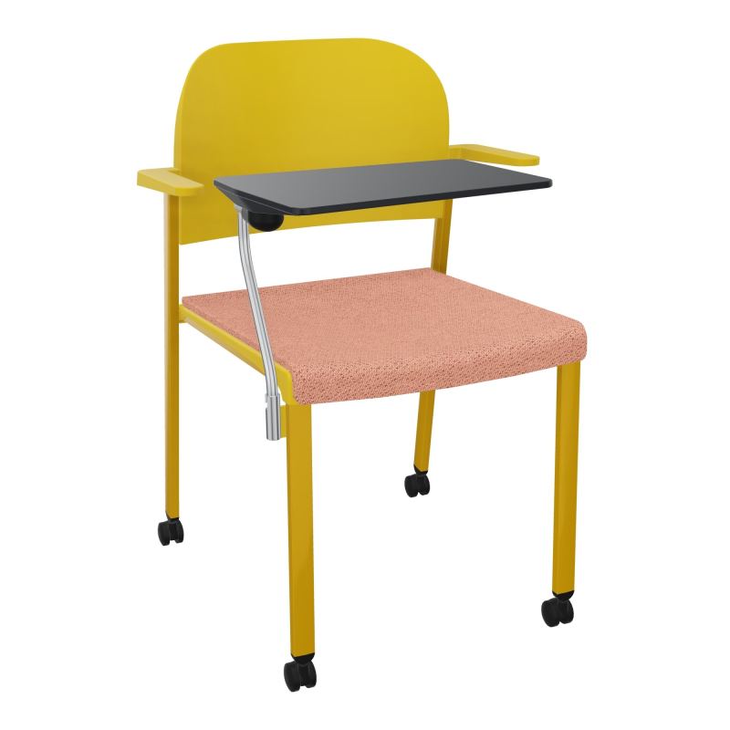 ROMY CHAISE 4P ROULT ASSISE TISSU DOSSIER POLYPRO AVEC ACCOUDOIRS+TABLETTE NOIRE BL SX PW