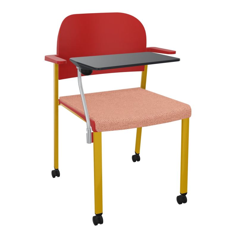 ROMY CHAISE 4P ROULT ASSISE TISSU DOSSIER POLYPRO AVEC ACCOUDOIRS+TABLETTE NOIRE BL SX PZ