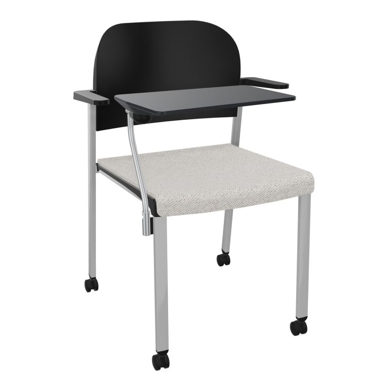 ROMY CHAISE 4P ROULT ASSISE TISSU DOSSIER POLYPRO AVEC ACCOUDOIRS+TABLETTE NOIRE BM SB PU
