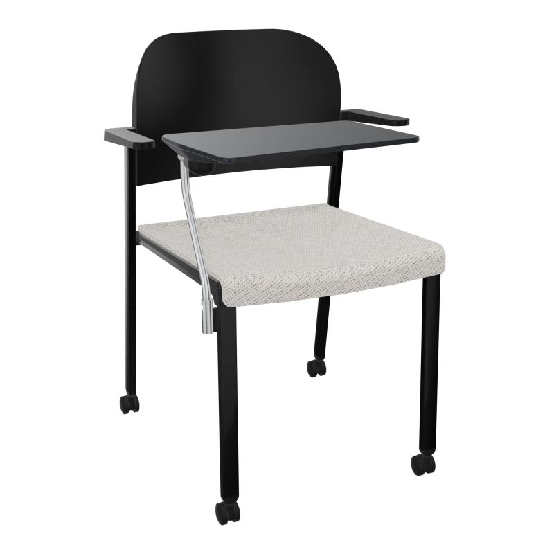 ROMY CHAISE 4P ROULT ASSISE TISSU DOSSIER POLYPRO AVEC ACCOUDOIRS+TABLETTE NOIRE BM SG PU