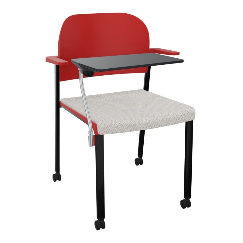 ROMY CHAISE 4P ROULT ASSISE TISSU DOSSIER POLYPRO AVEC ACCOUDOIRS+TABLETTE NOIRE BM SG PZ