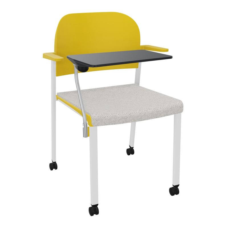 ROMY CHAISE 4P ROULT ASSISE TISSU DOSSIER POLYPRO AVEC ACCOUDOIRS+TABLETTE NOIRE BM SP PW