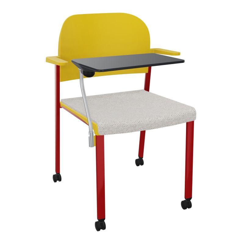 ROMY CHAISE 4P ROULT ASSISE TISSU DOSSIER POLYPRO AVEC ACCOUDOIRS+TABLETTE NOIRE BM ZY PW