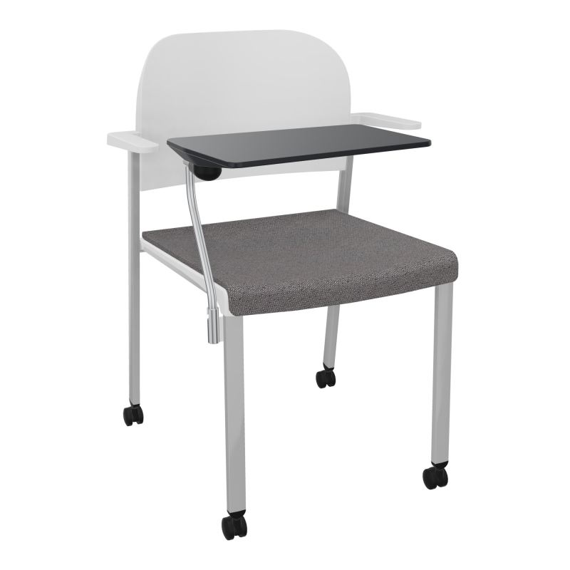 ROMY CHAISE 4P ROULT ASSISE TISSU DOSSIER POLYPRO AVEC ACCOUDOIRS+TABLETTE NOIRE BN SB PT