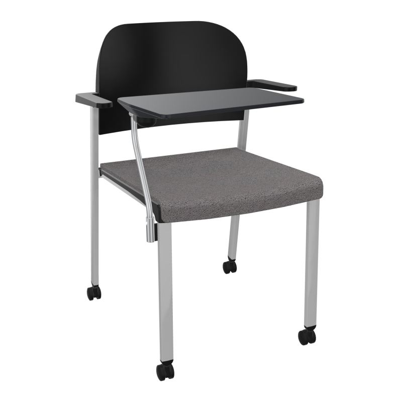 ROMY CHAISE 4P ROULT ASSISE TISSU DOSSIER POLYPRO AVEC ACCOUDOIRS+TABLETTE NOIRE BN SB PU