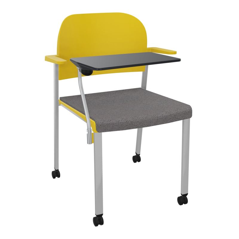 ROMY CHAISE 4P ROULT ASSISE TISSU DOSSIER POLYPRO AVEC ACCOUDOIRS+TABLETTE NOIRE BN SB PW