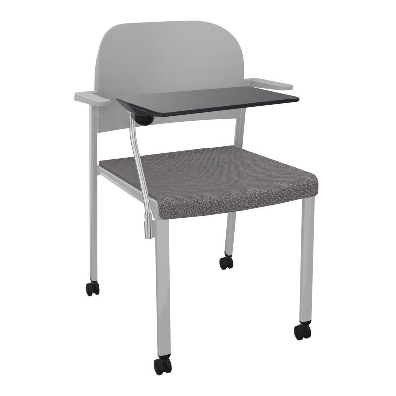 ROMY CHAISE 4P ROULT ASSISE TISSU DOSSIER POLYPRO AVEC ACCOUDOIRS+TABLETTE NOIRE BN SB PX