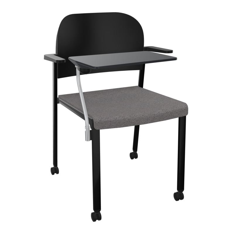 ROMY CHAISE 4P ROULT ASSISE TISSU DOSSIER POLYPRO AVEC ACCOUDOIRS+TABLETTE NOIRE BN SG PU