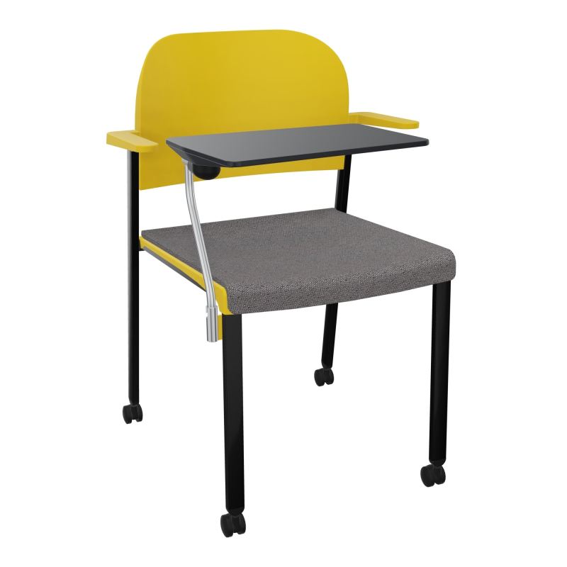 ROMY CHAISE 4P ROULT ASSISE TISSU DOSSIER POLYPRO AVEC ACCOUDOIRS+TABLETTE NOIRE BN SG PW