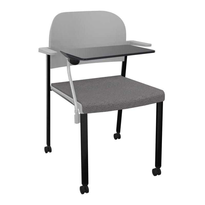 ROMY CHAISE 4P ROULT ASSISE TISSU DOSSIER POLYPRO AVEC ACCOUDOIRS+TABLETTE NOIRE BN SG PX