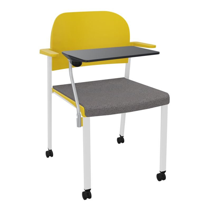 ROMY CHAISE 4P ROULT ASSISE TISSU DOSSIER POLYPRO AVEC ACCOUDOIRS+TABLETTE NOIRE BN SP PW