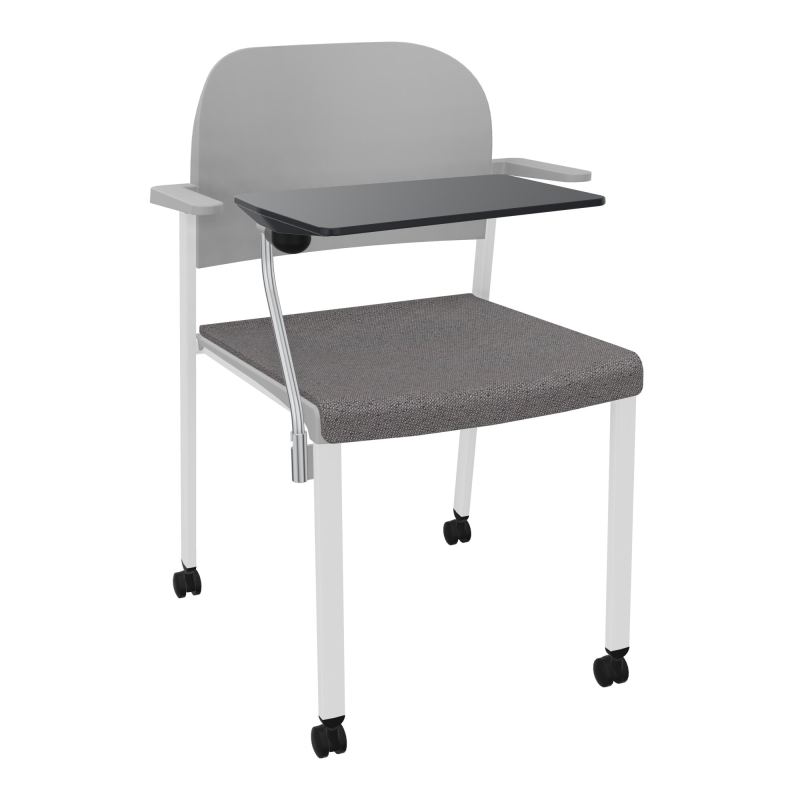 ROMY CHAISE 4P ROULT ASSISE TISSU DOSSIER POLYPRO AVEC ACCOUDOIRS+TABLETTE NOIRE BN SP PX