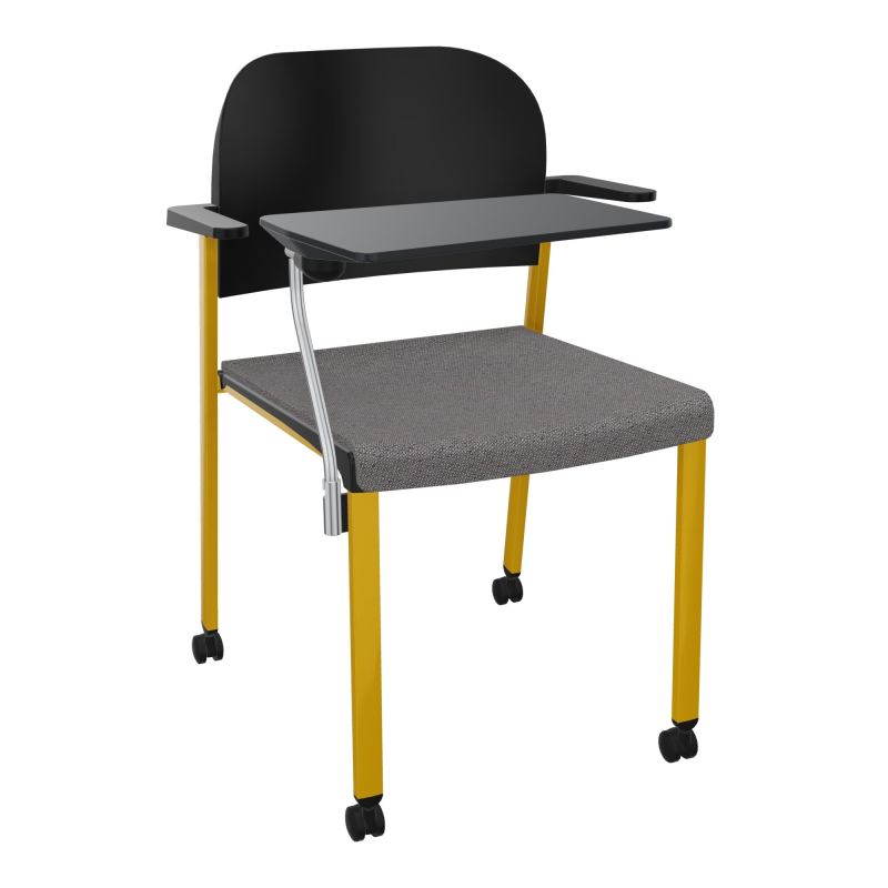 ROMY CHAISE 4P ROULT ASSISE TISSU DOSSIER POLYPRO AVEC ACCOUDOIRS+TABLETTE NOIRE BN SX PU
