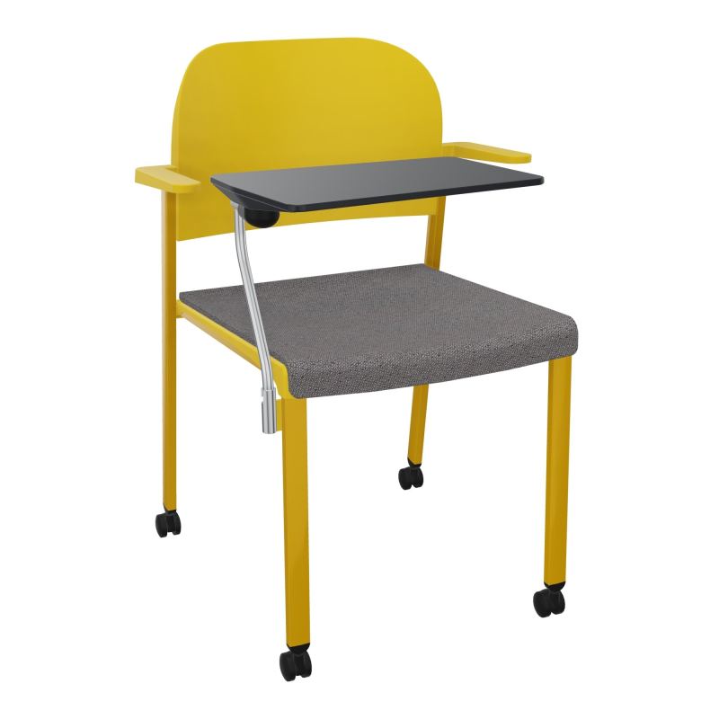 ROMY CHAISE 4P ROULT ASSISE TISSU DOSSIER POLYPRO AVEC ACCOUDOIRS+TABLETTE NOIRE BN SX PW