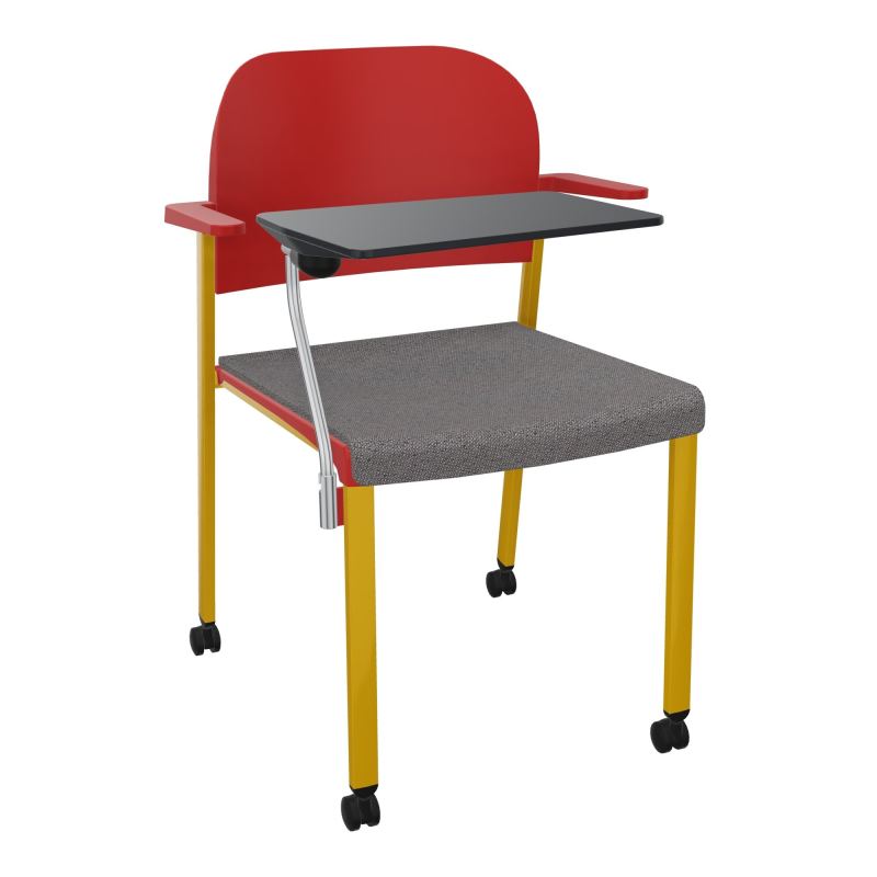 ROMY CHAISE 4P ROULT ASSISE TISSU DOSSIER POLYPRO AVEC ACCOUDOIRS+TABLETTE NOIRE BN SX PZ