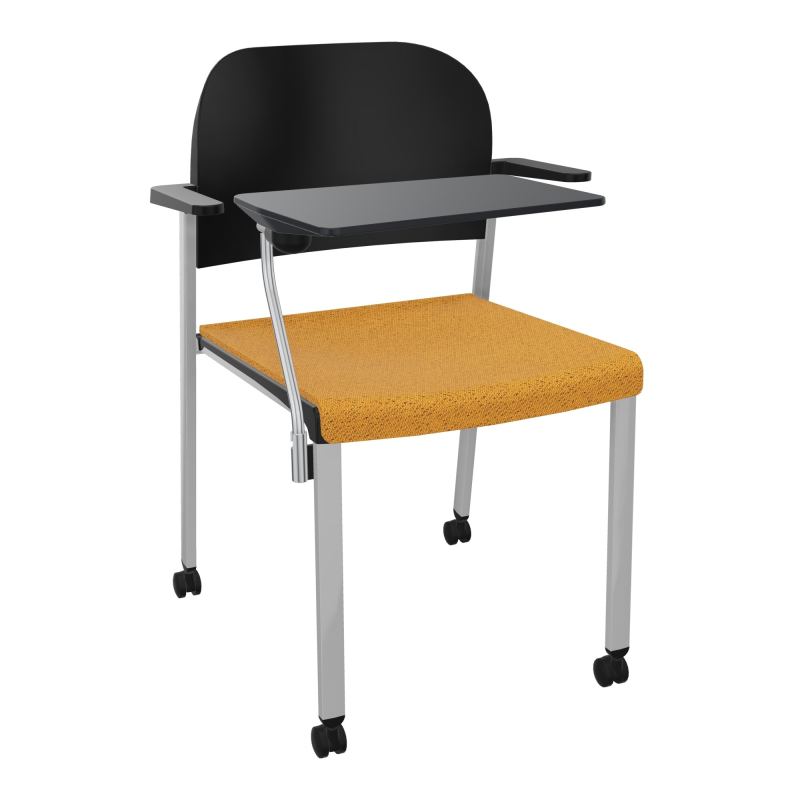 ROMY CHAISE 4P ROULT ASSISE TISSU DOSSIER POLYPRO AVEC ACCOUDOIRS+TABLETTE NOIRE BO SB PU