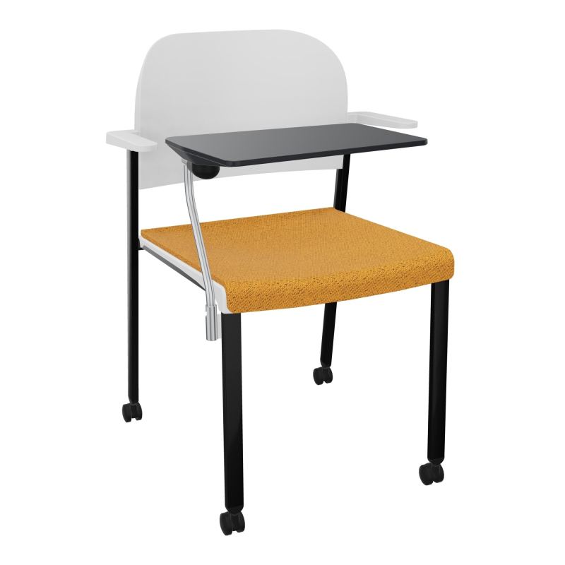 ROMY CHAISE 4P ROULT ASSISE TISSU DOSSIER POLYPRO AVEC ACCOUDOIRS+TABLETTE NOIRE BO SG PT