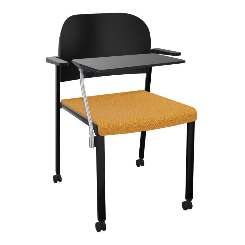 ROMY CHAISE 4P ROULT ASSISE TISSU DOSSIER POLYPRO AVEC ACCOUDOIRS+TABLETTE NOIRE BO SG PU