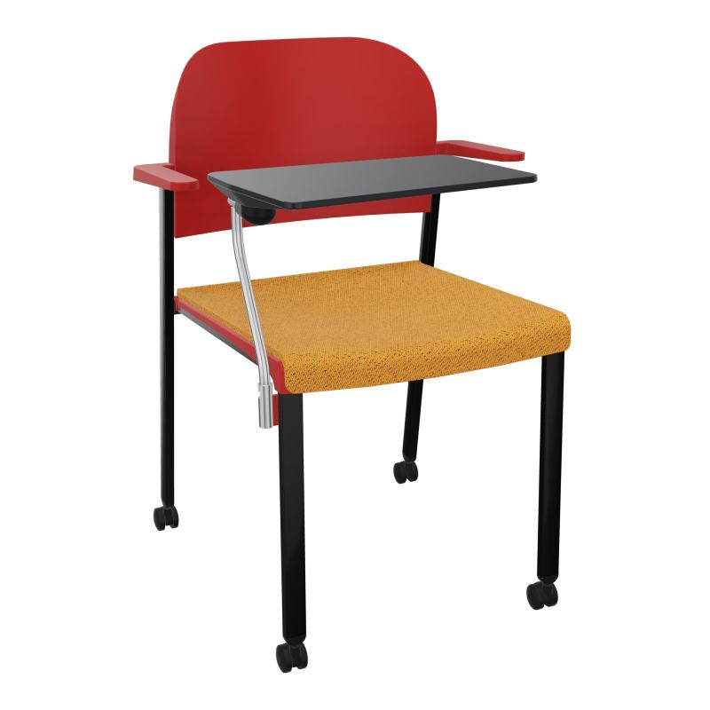 ROMY CHAISE 4P ROULT ASSISE TISSU DOSSIER POLYPRO AVEC ACCOUDOIRS+TABLETTE NOIRE BO SG PZ