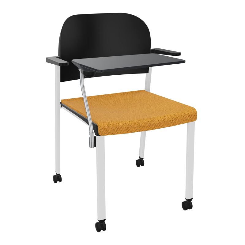 ROMY CHAISE 4P ROULT ASSISE TISSU DOSSIER POLYPRO AVEC ACCOUDOIRS+TABLETTE NOIRE BO SP PU