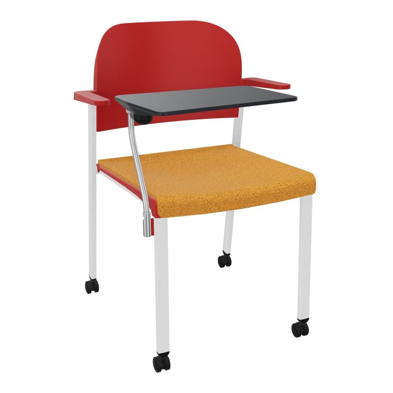 ROMY CHAISE 4P ROULT ASSISE TISSU DOSSIER POLYPRO AVEC ACCOUDOIRS+TABLETTE NOIRE BO SP PZ