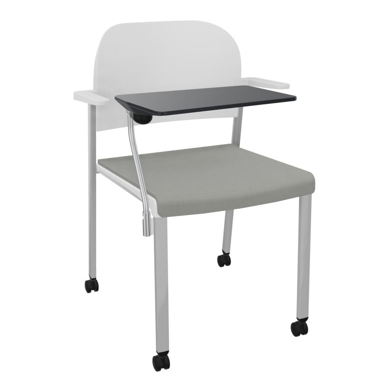 ROMY CHAISE 4P ROULT ASSISE TISSU DOSSIER POLYPRO AVEC ACCOUDOIRS+TABLETTE NOIRE CA SB PT