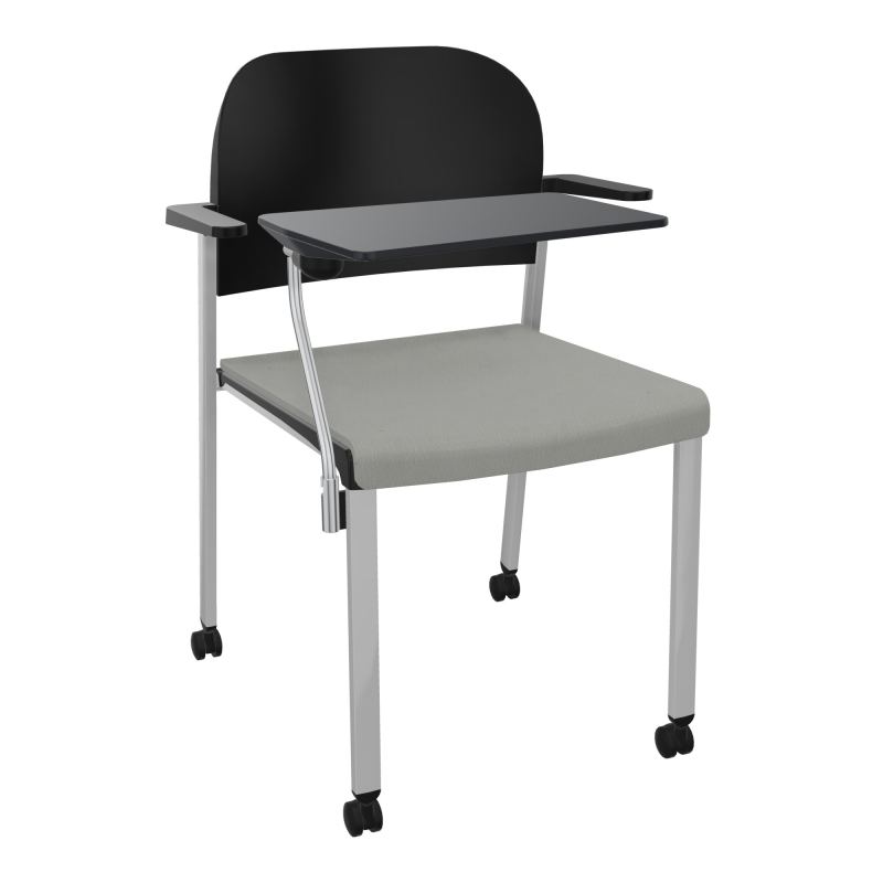 ROMY CHAISE 4P ROULT ASSISE TISSU DOSSIER POLYPRO AVEC ACCOUDOIRS+TABLETTE NOIRE CA SB PU